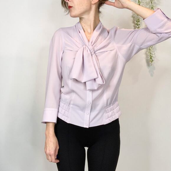NWT BYRON LARS Beauty Mark Lavender Flounced Georgette top bow fairycore 2593 - Picture 9 of 10